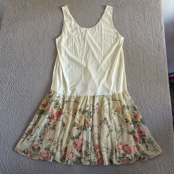 Vintage 70s Slip Dress Lingerie Sheer Floral Tier Cream Ivory Pink - Picture 13 of 13
